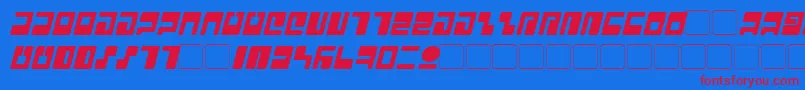 TauItalic Font – Red Fonts on Blue Background