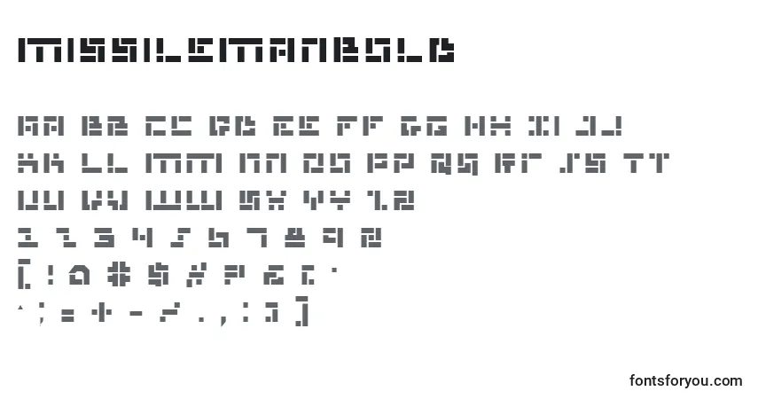 Шрифт MissileManBold – алфавит, цифры, специальные символы