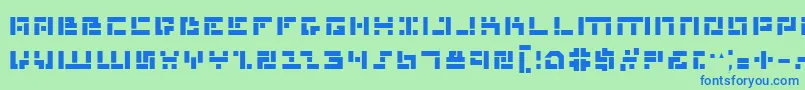 フォントMissileManBold – 青い文字は緑の背景です。