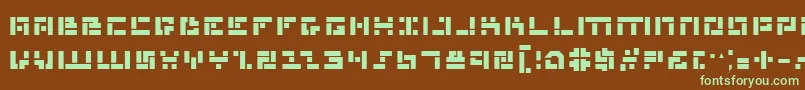 フォントMissileManBold – 緑色の文字が茶色の背景にあります。