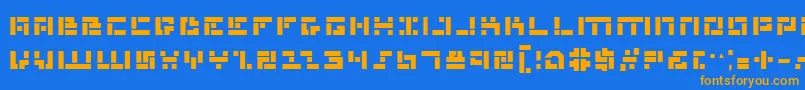 フォントMissileManBold – オレンジ色の文字が青い背景にあります。