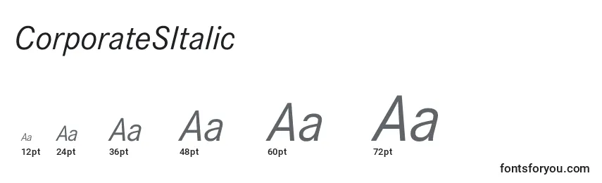 CorporateSItalic Font Sizes