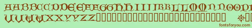 フォントHour – 緑の背景に茶色のフォント