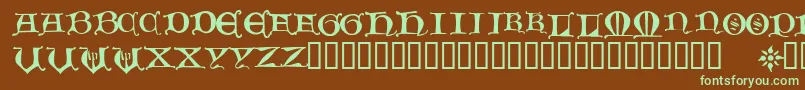 フォントHour – 緑色の文字が茶色の背景にあります。