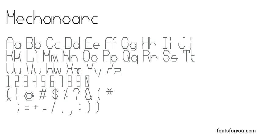 Mechanoarc font – alphabet, numbers, special characters