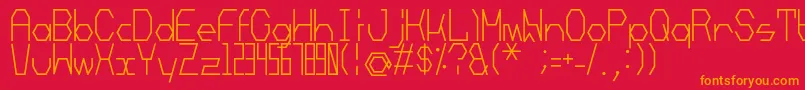 Mechanoarc-Schriftart – Orangefarbene Schriften auf rotem Hintergrund