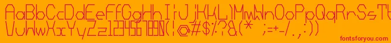 Mechanoarc-Schriftart – Rote Schriften auf orangefarbenem Hintergrund