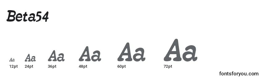 sizes of beta54 font, beta54 sizes