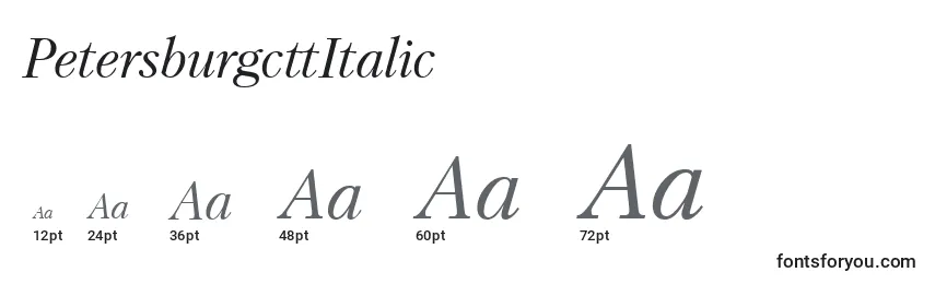 sizes of petersburgcttitalic font, petersburgcttitalic sizes