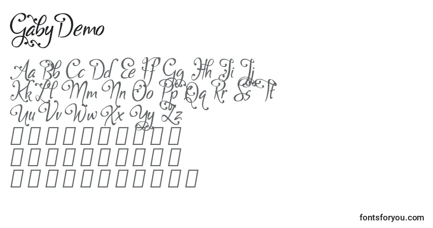 Schriftart GabyDemo – Alphabet, Zahlen, spezielle Symbole