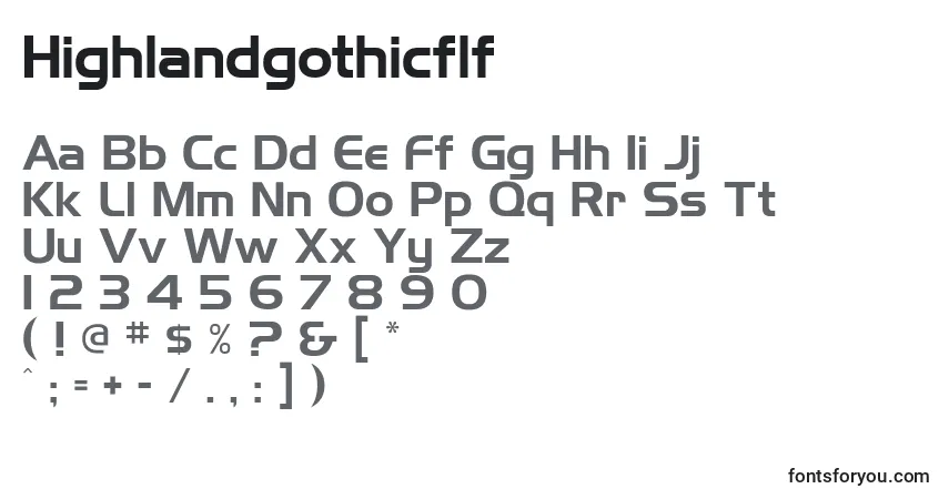 Шрифт Highlandgothicflf – алфавит, цифры, специальные символы