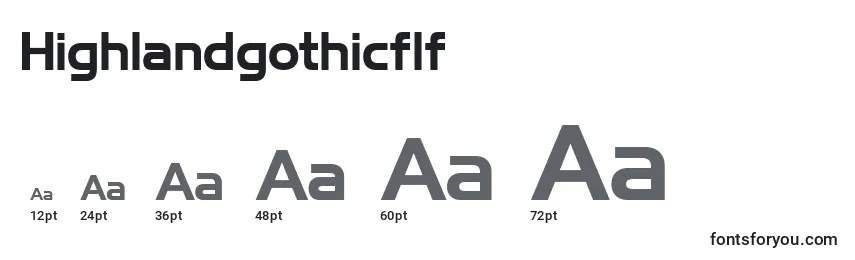 Размеры шрифта Highlandgothicflf