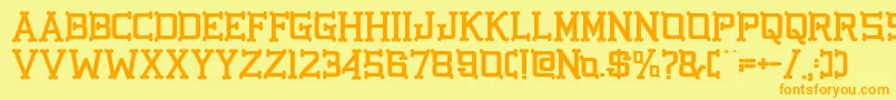 フォントGbgoldenbonesRegular – オレンジの文字が黄色の背景にあります。