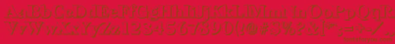 HorshamshadowBold-Schriftart – Braune Schriften auf rotem Hintergrund