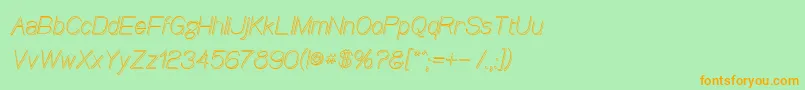 フォントCaninOblique – オレンジの文字が緑の背景にあります。