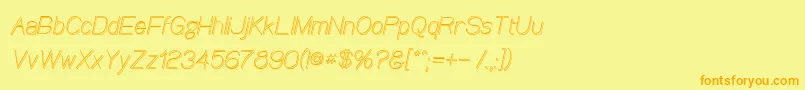 フォントCaninOblique – オレンジの文字が黄色の背景にあります。