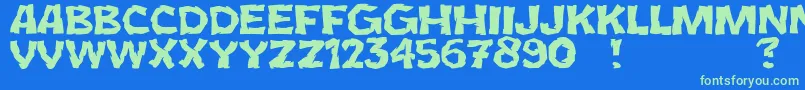 JmhCromI Font – Green Fonts on Blue Background