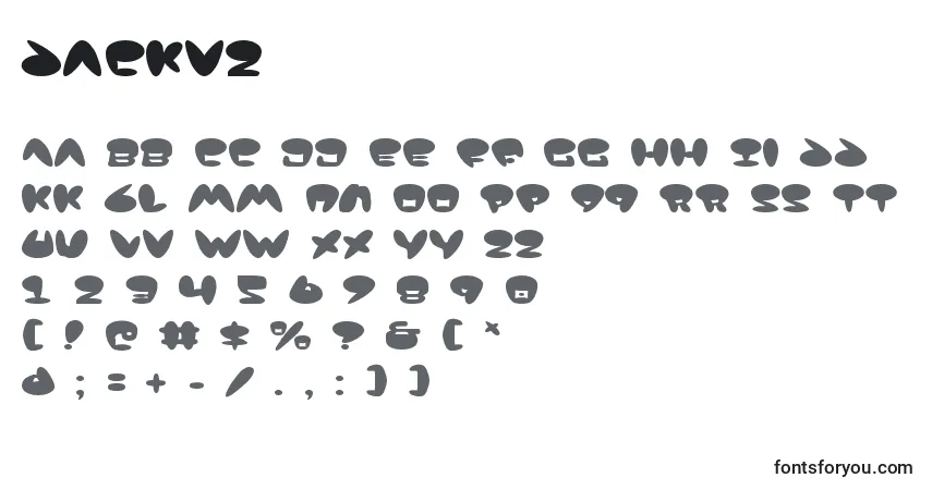 A fonte Jackv2 – alfabeto, números, caracteres especiais