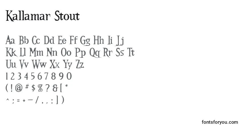 A fonte Kallamar Stout – alfabeto, números, caracteres especiais