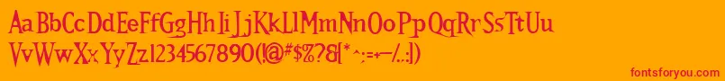 Kallamar Stout-Schriftart – Rote Schriften auf orangefarbenem Hintergrund