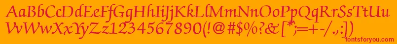 フォントZabriskiescriptBold – オレンジの背景に赤い文字