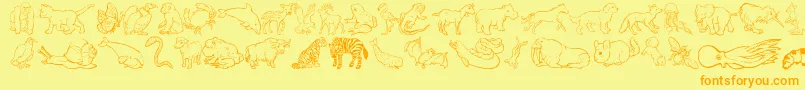 Ninas-Schriftart – Orangefarbene Schriften auf gelbem Hintergrund