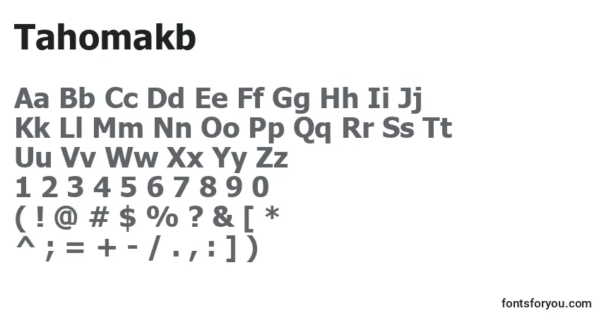 A fonte Tahomakb – alfabeto, números, caracteres especiais
