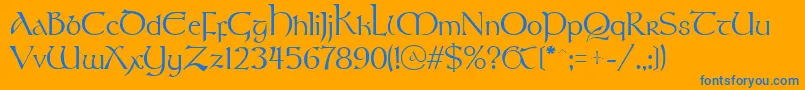 StonehengeRegular-Schriftart – Blaue Schriften auf orangefarbenem Hintergrund