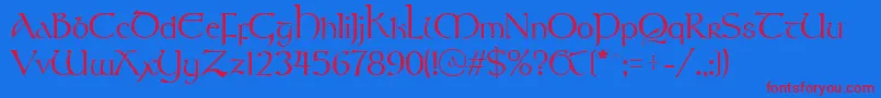 StonehengeRegular Font – Red Fonts on Blue Background