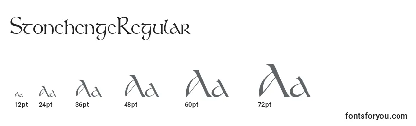 Размеры шрифта StonehengeRegular