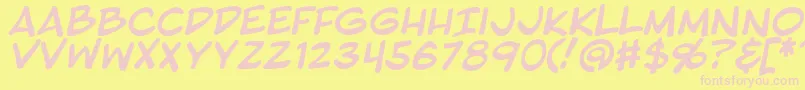 BlambotProItalic-fontti – vaaleanpunaiset fontit keltaisella taustalla