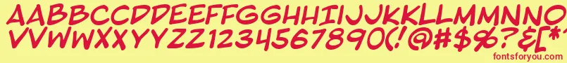 フォントBlambotProItalic – 赤い文字の黄色い背景