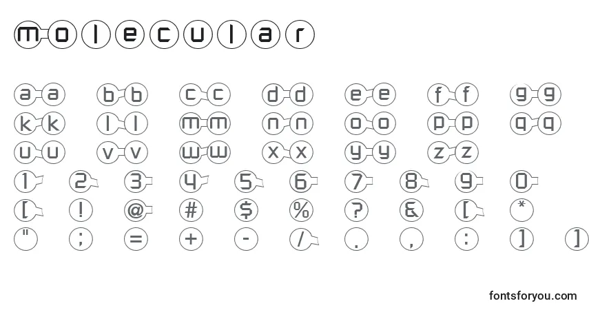 Schriftart Molecular – Alphabet, Zahlen, spezielle Symbole
