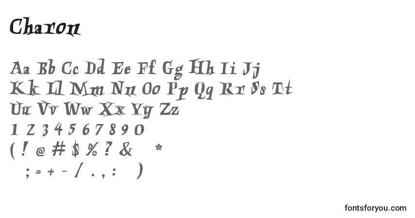 A fonte Charon – alfabeto, números, caracteres especiais