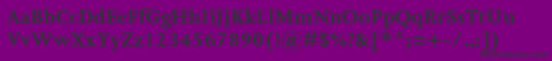 Weitere Informationen zur JoannamtstdBold-Schriftart JoannamtstdBold-Schriftart – Schwarze Schriften auf violettem Hintergrund