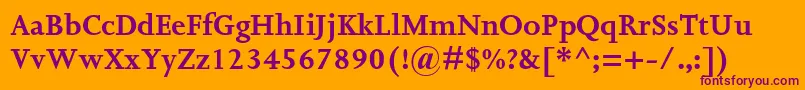 JoannamtstdBold-Schriftart – Violette Schriften auf orangefarbenem Hintergrund