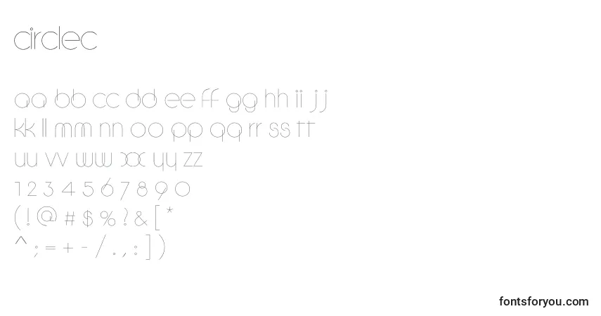 Шрифт Circlec – алфавит, цифры, специальные символы