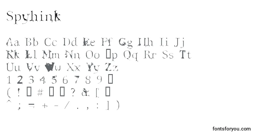 Schriftart Spyhink – Alphabet, Zahlen, spezielle Symbole