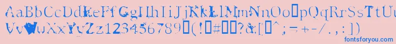 フォントSpyhink – ピンクの背景に青い文字