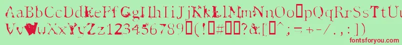 フォントSpyhink – 赤い文字の緑の背景
