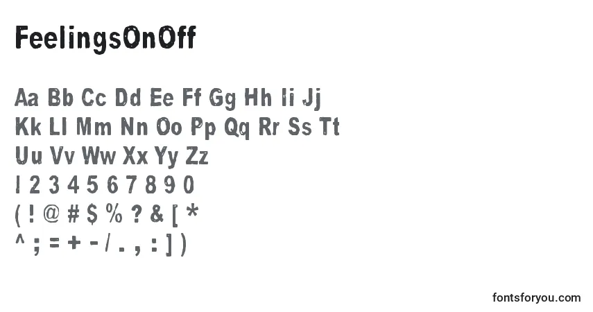 A fonte FeelingsOnOff – alfabeto, números, caracteres especiais
