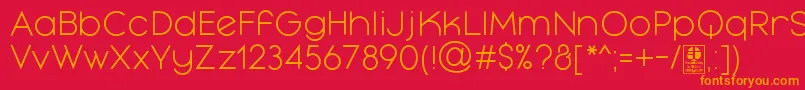 フォントMayekaLightDemo – 赤い背景にオレンジの文字