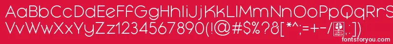 MayekaLightDemo-Schriftart – Weiße Schriften auf rotem Hintergrund