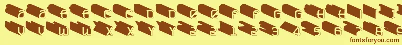 VtksUrbanTimeSuper3D Font – Brown Fonts on Yellow Background