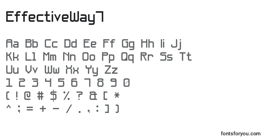Czcionka EffectiveWay7 – alfabet, cyfry, specjalne znaki