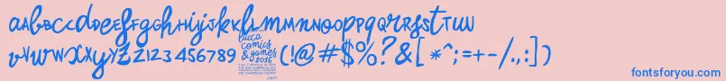 ZerocalcareDoubleTrouble Font – Blue Fonts on Pink Background