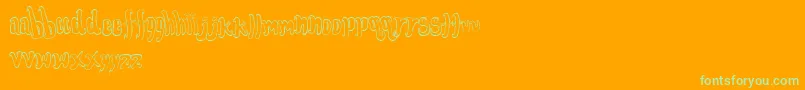 FontforthedumpedOutline-Schriftart – Grüne Schriften auf orangefarbenem Hintergrund