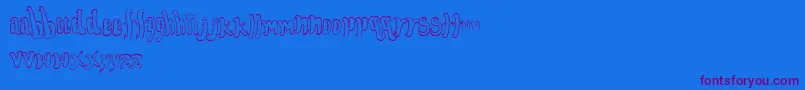 FontforthedumpedOutline-Schriftart – Violette Schriften auf blauem Hintergrund