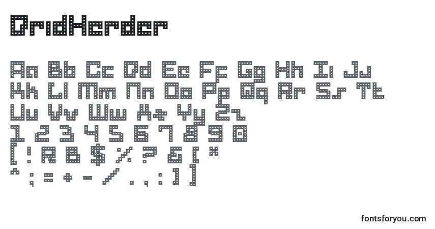 A fonte DridHerder – alfabeto, números, caracteres especiais