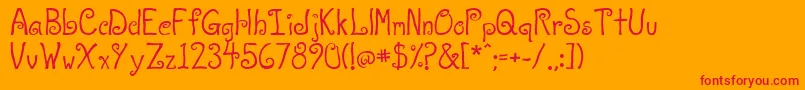 Atlove-Schriftart – Rote Schriften auf orangefarbenem Hintergrund